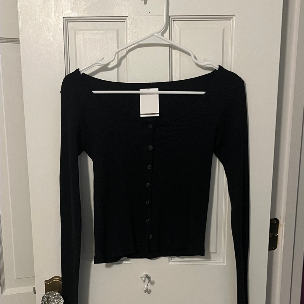 Navy Button-Up Women's Top